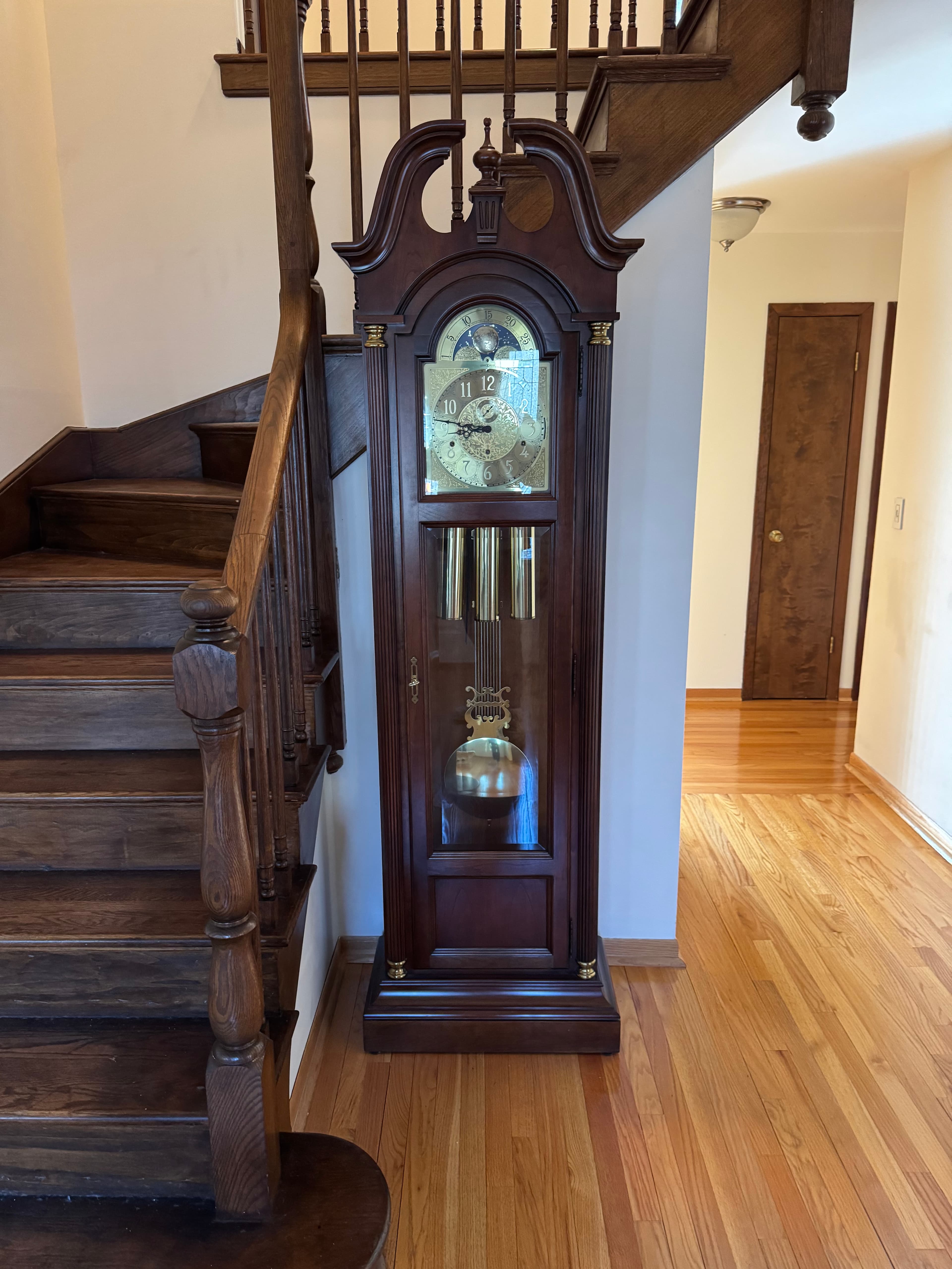 Howard Miller Grandfather Clock Cherry Moon Phase Triple Chime