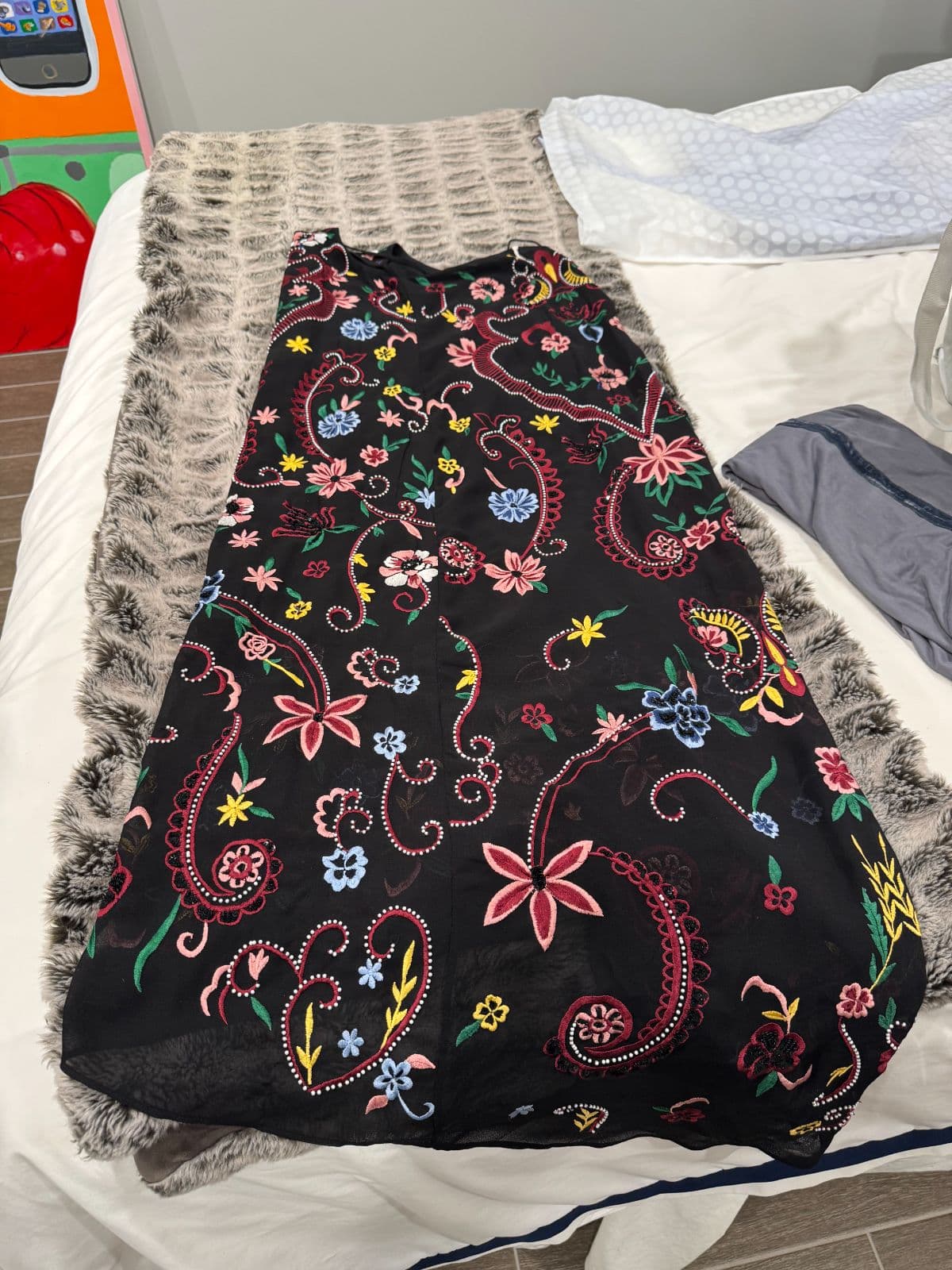 Zara Black Floral Paisley Embroidered Sleeveless Midi Dress